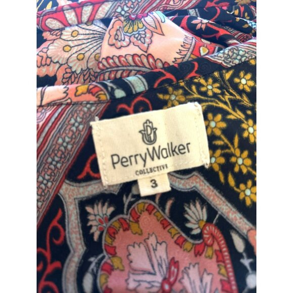 Perry Walker Bohemian Silk Blend Ruffle Spaghetti Strap Maxi Dress Y2K Retro - Picture 6 of 6